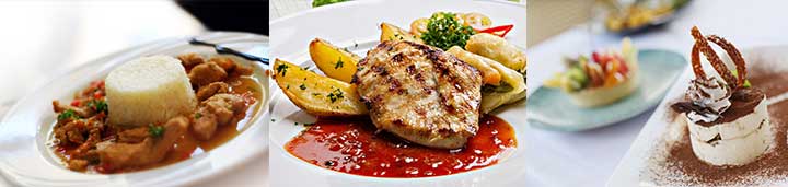 Plats du restaurant de la Villa Rose de Mons